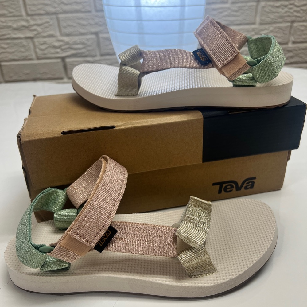 Teva Pink and Green Sandals with Cushioned Sole